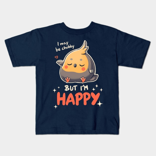 Happy Cockatiel // Chubby, Body Positive, Parrot Kids T-Shirt by Geekydog